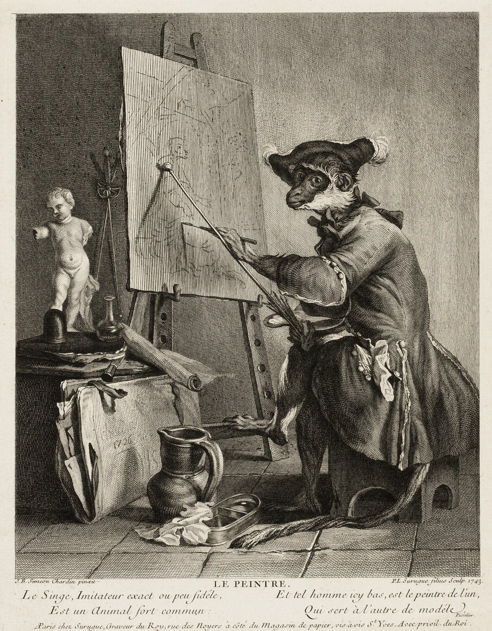 De aapschilder door Pierre Louis de Surugue