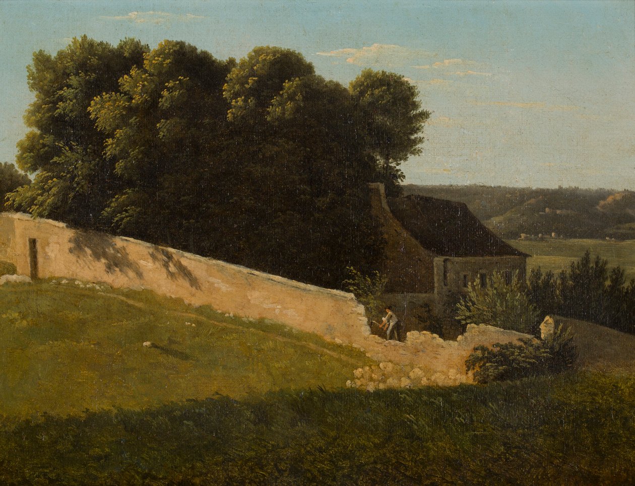 Zomerlandschap met huisje door Pierre Luc Charles Ciceri