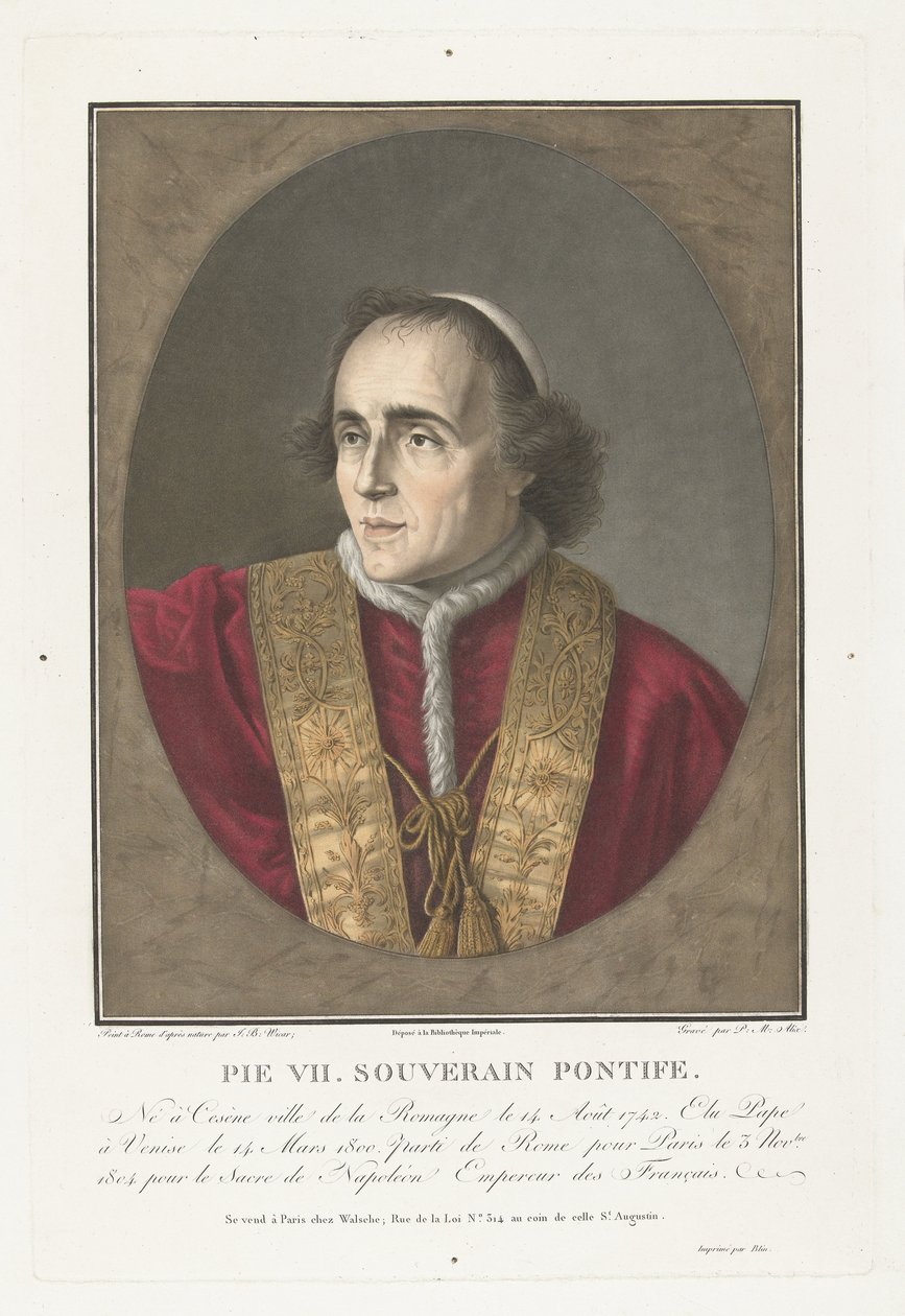 Portret van paus Pius VII door Pierre Michel Alix