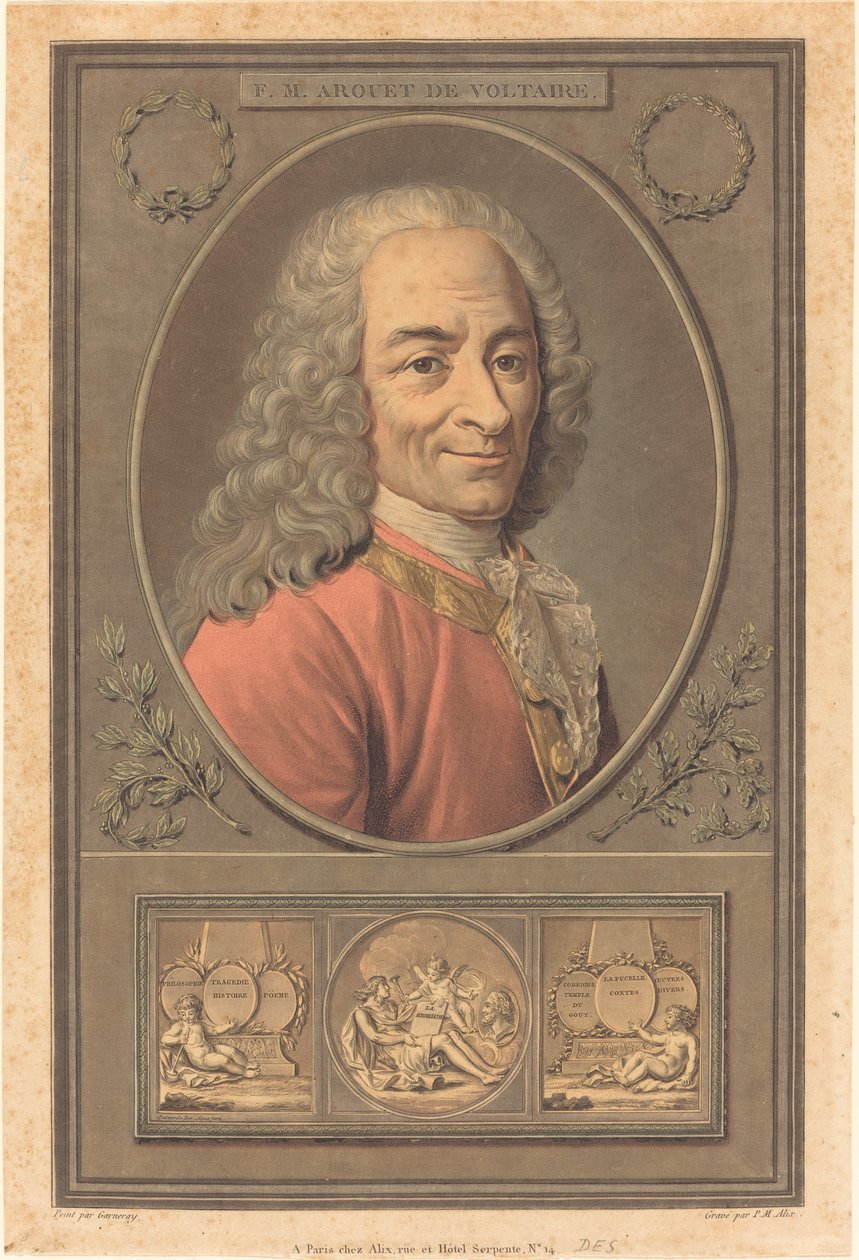 F.M. Arouet de Voltaire door Pierre Michel Alix after Jean François Garnerey
