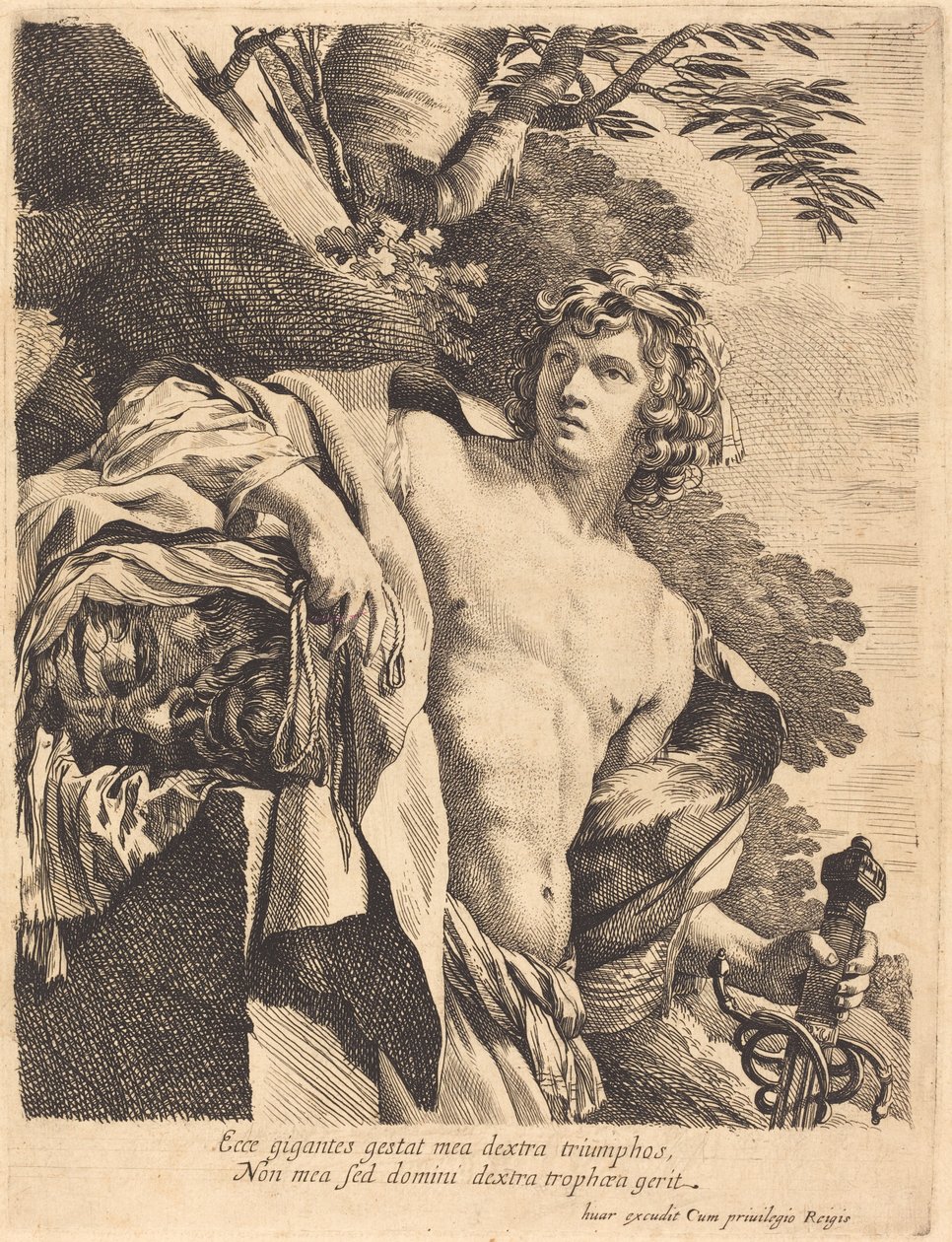 David met het hoofd van Goliath door Pierre Mignard I after Simon Vouet