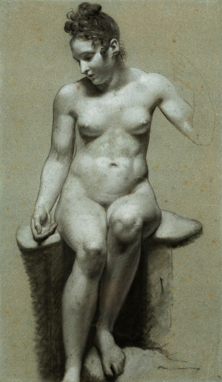 Zittende vrouwelijke naakt door Pierre Paul Prudhon
