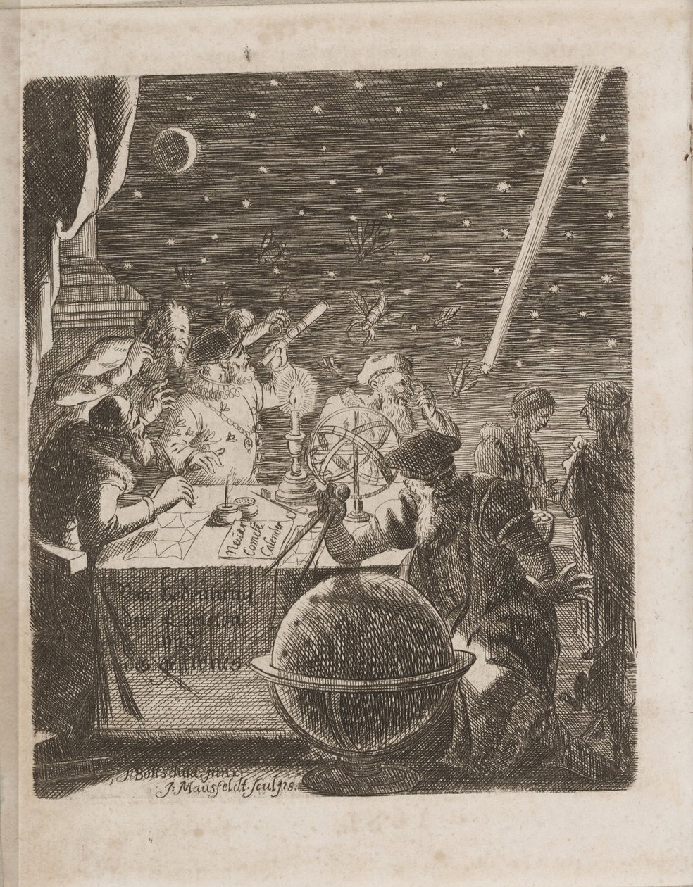 De hemel observeren in het tijdperk van Galileo uit: Von Bedeutung der Cometen, 1681 door Pierre Petit