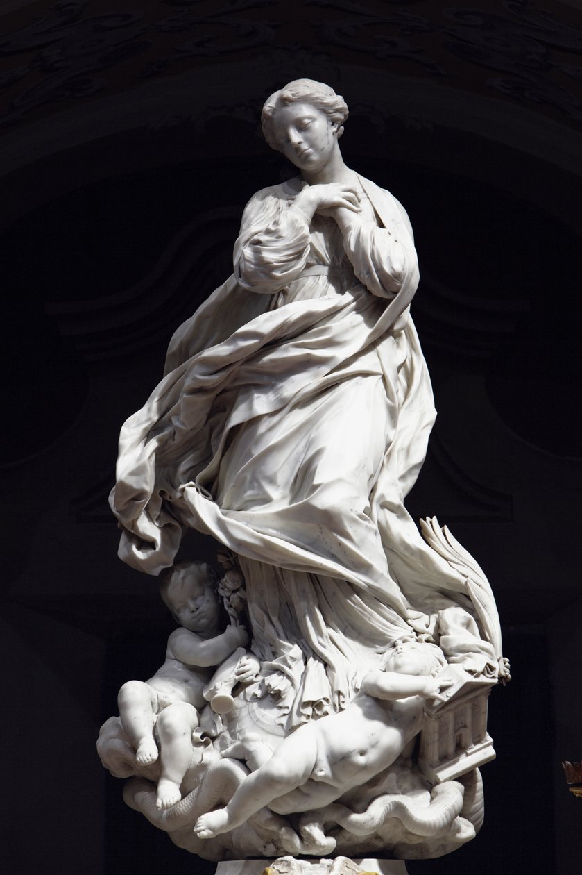 De Onbevlekte Ontvangenis, Santa Maria Immaculate geplaatst op het altaar van de scenografische kapel 1669-70 (marmer) door Pierre Puget