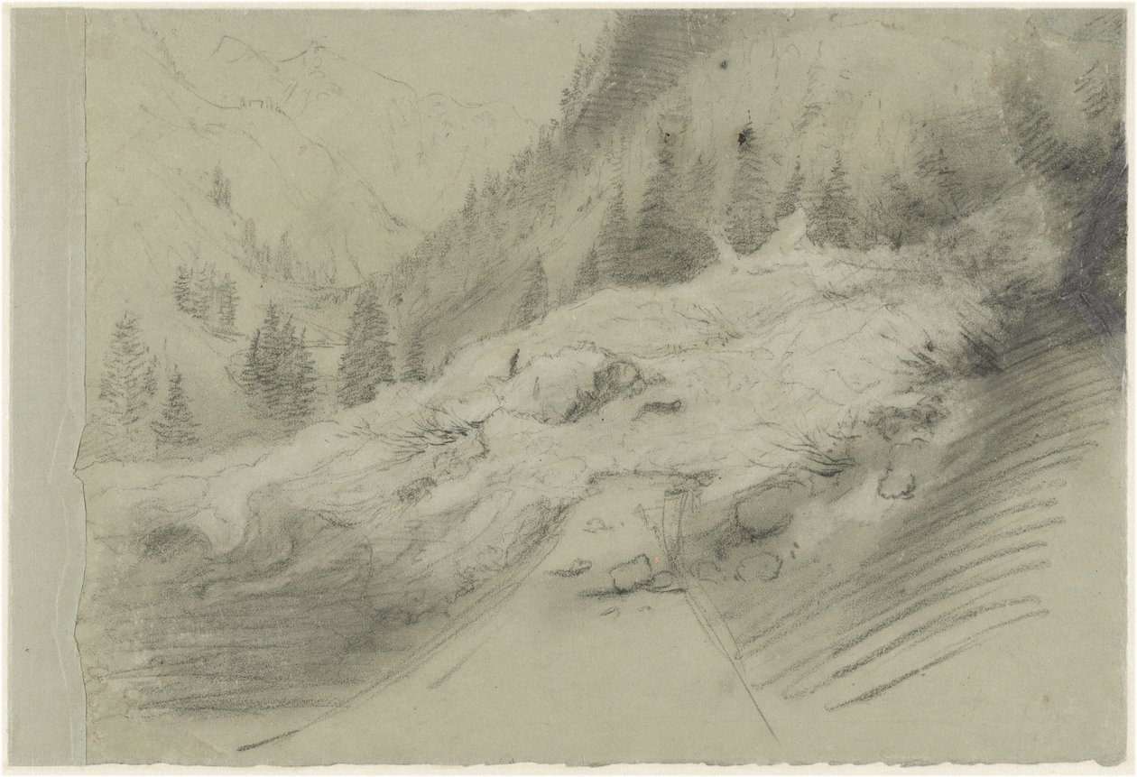 Lawine in een Alpenlandschap door Pierre Puvis de Chavannes