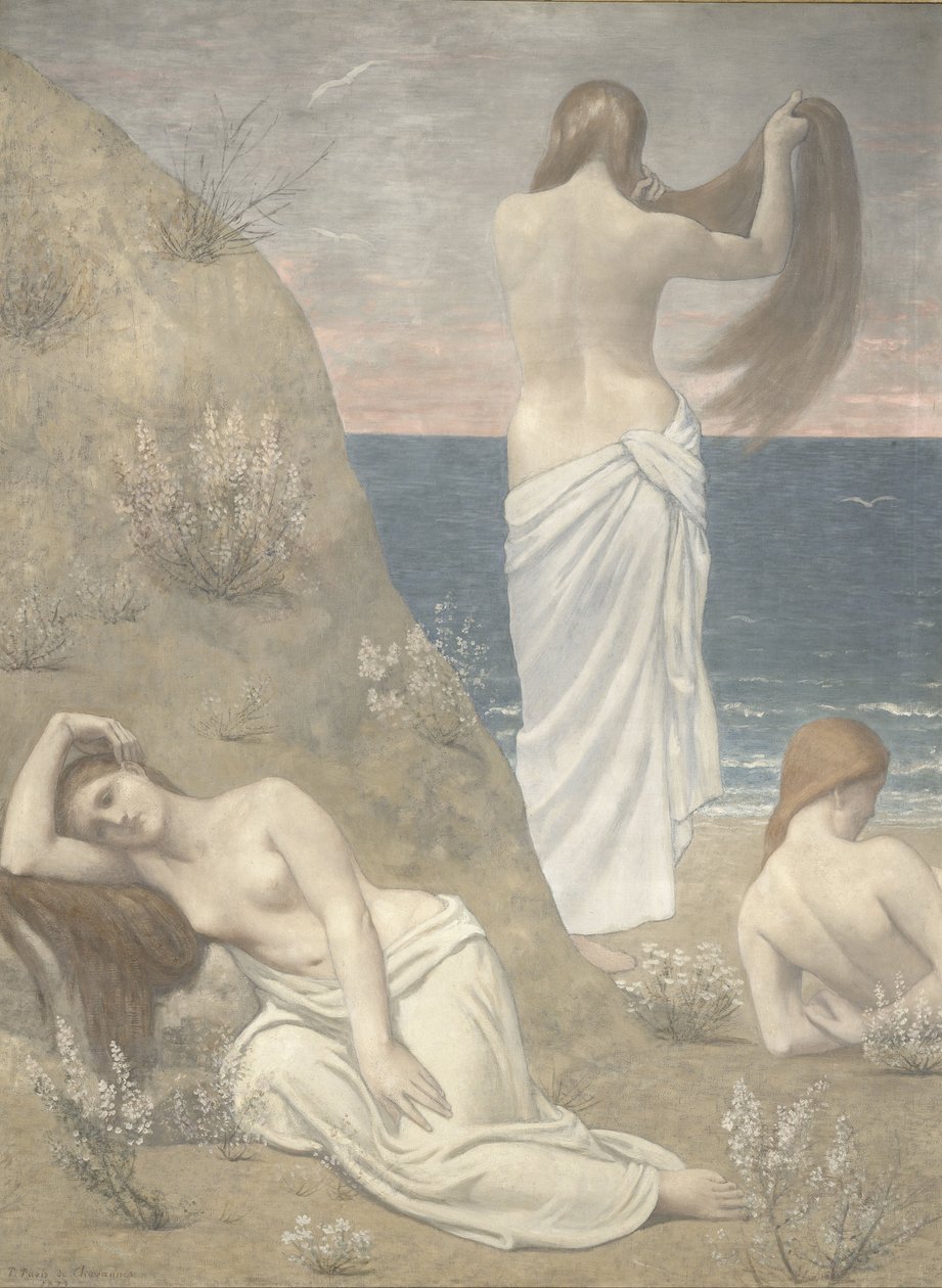Jonge meisjes aan zee door Pierre Puvis de Chavannes
