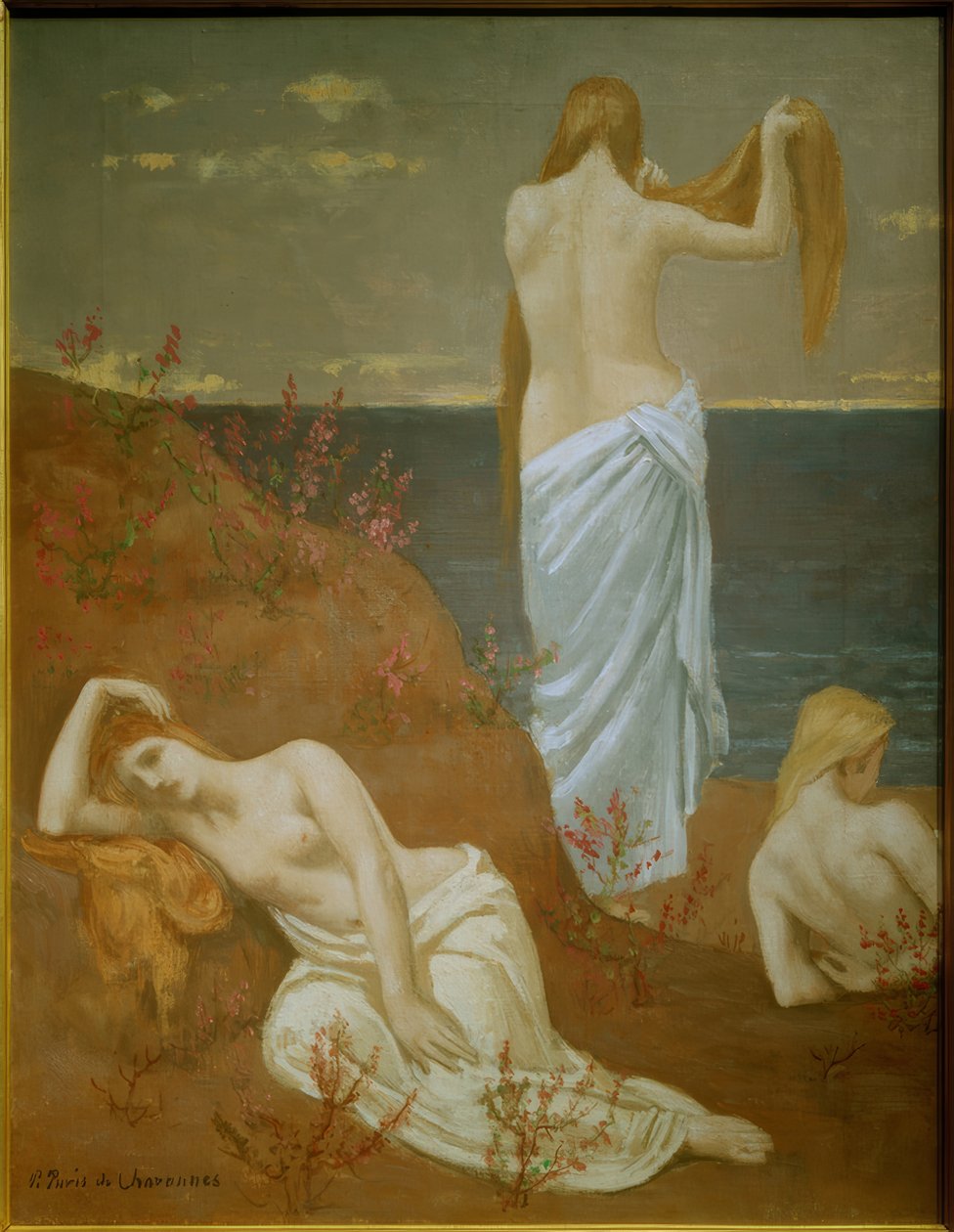 Jonge vrouwen aan zee door Pierre Puvis de Chavannes