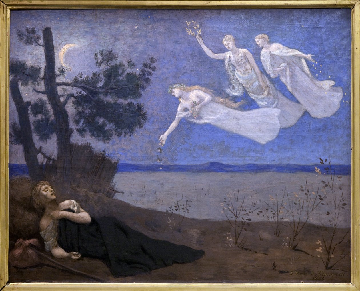 Le Reve (hij ziet in zijn slaap Liefde, Glorie en Rijkdom verschijnen) door Pierre Puvis de Chavannes