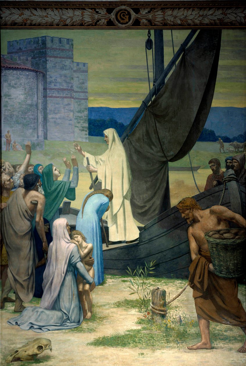 Sainte Genevieve voorziet Parijzenaars belegerd door het leger van Attila door Pierre Puvis de Chavannes