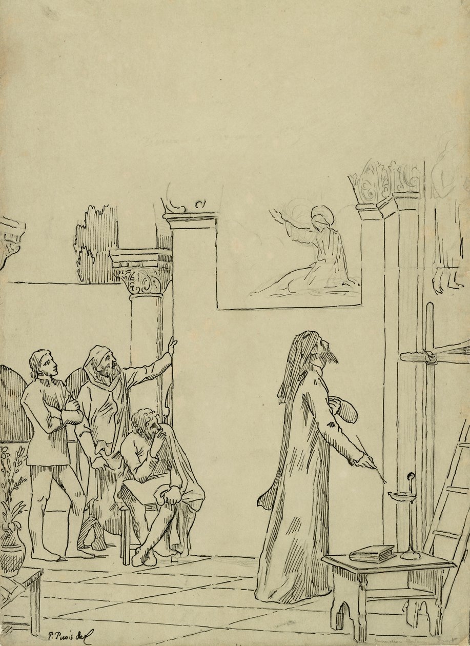 Studie voor L door Pierre Puvis de Chavannes