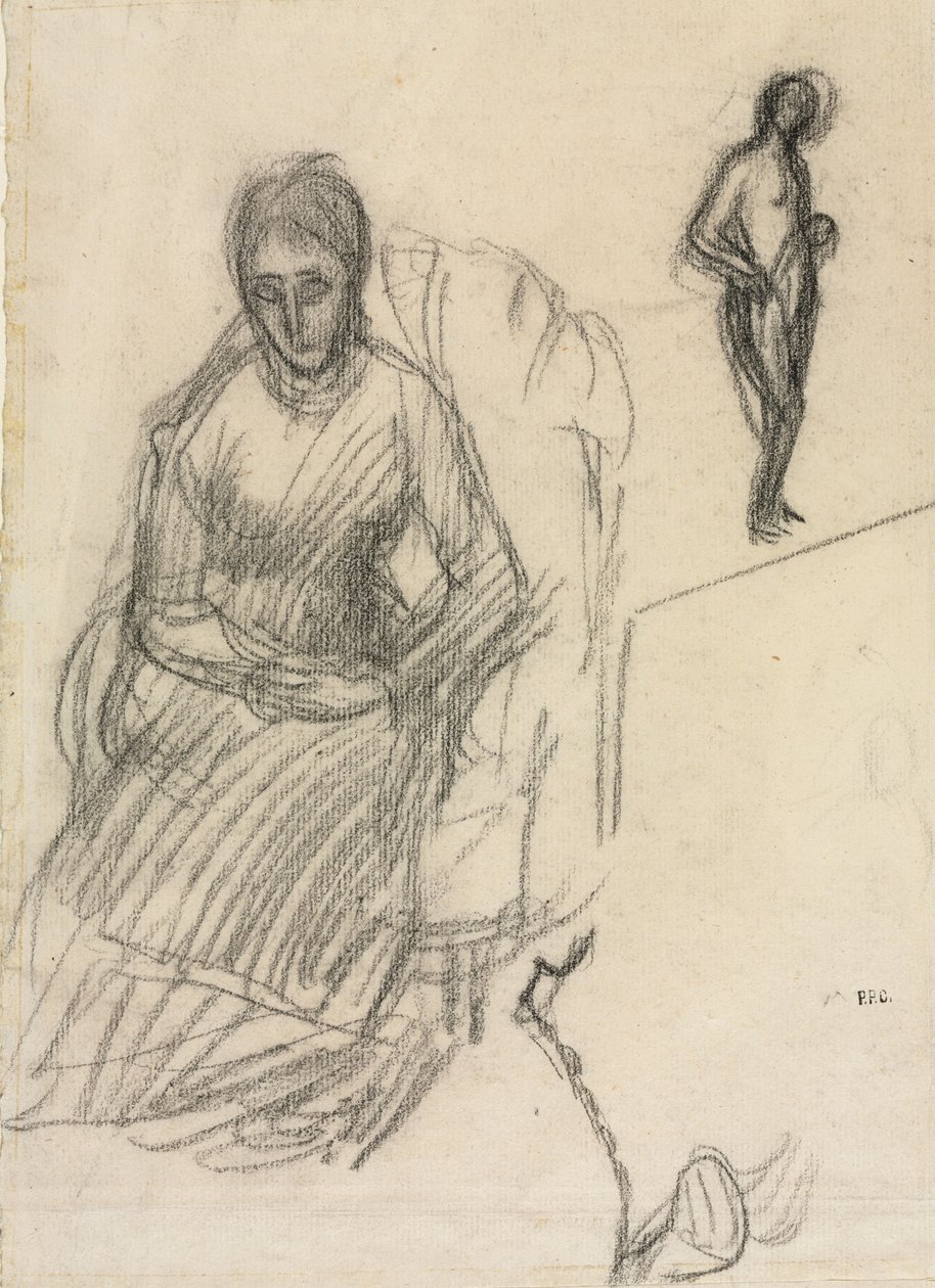 Studie van Madame Marie Cantacuzène, studie van staande vrouwelijke naakt door Pierre Puvis de Chavannes