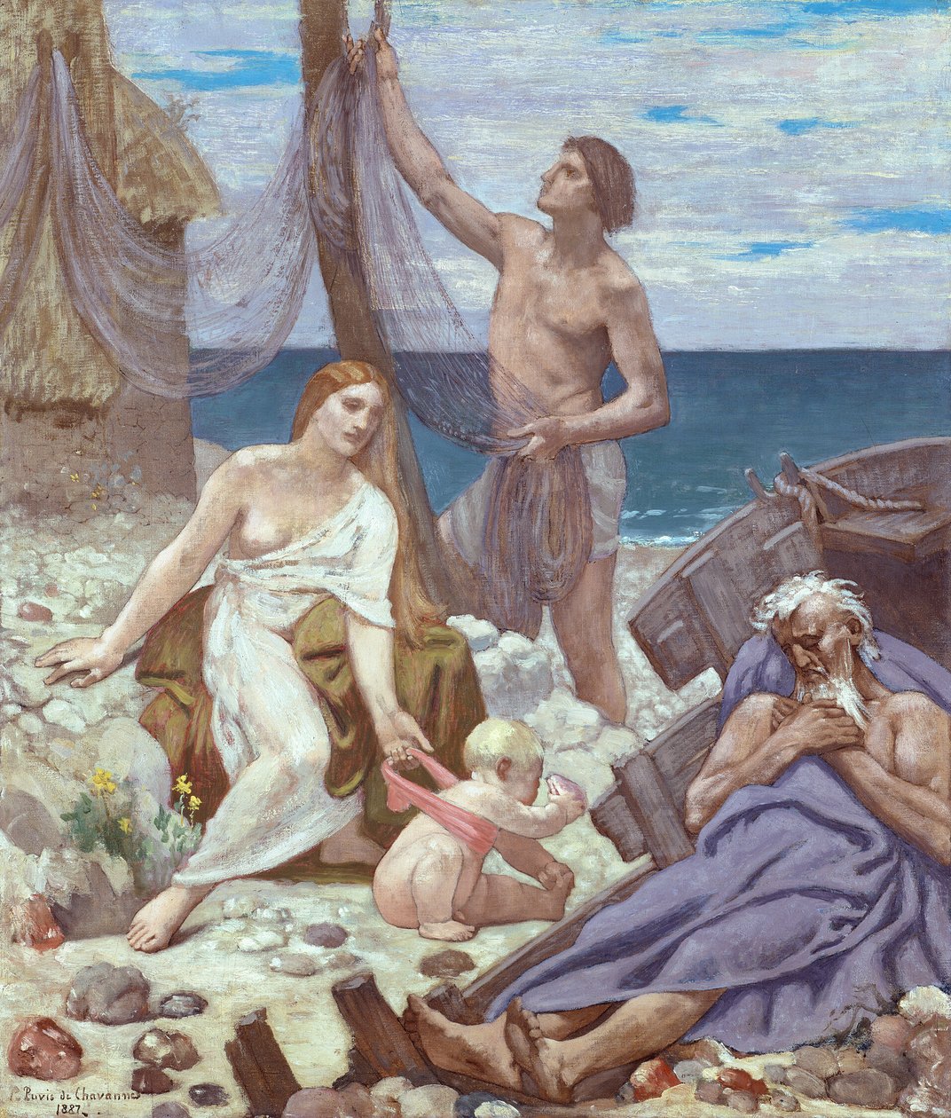 De familie van de visser door Pierre Puvis de Chavannes