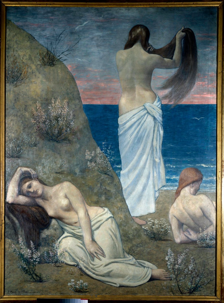 Jonge meisjes aan zee door Pierre Puvis de Chavannes