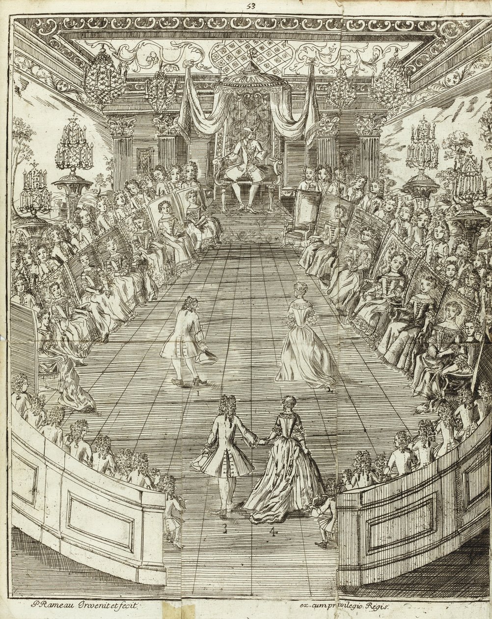 Illustratie uit Le Maître à danser door Pierre Rameau