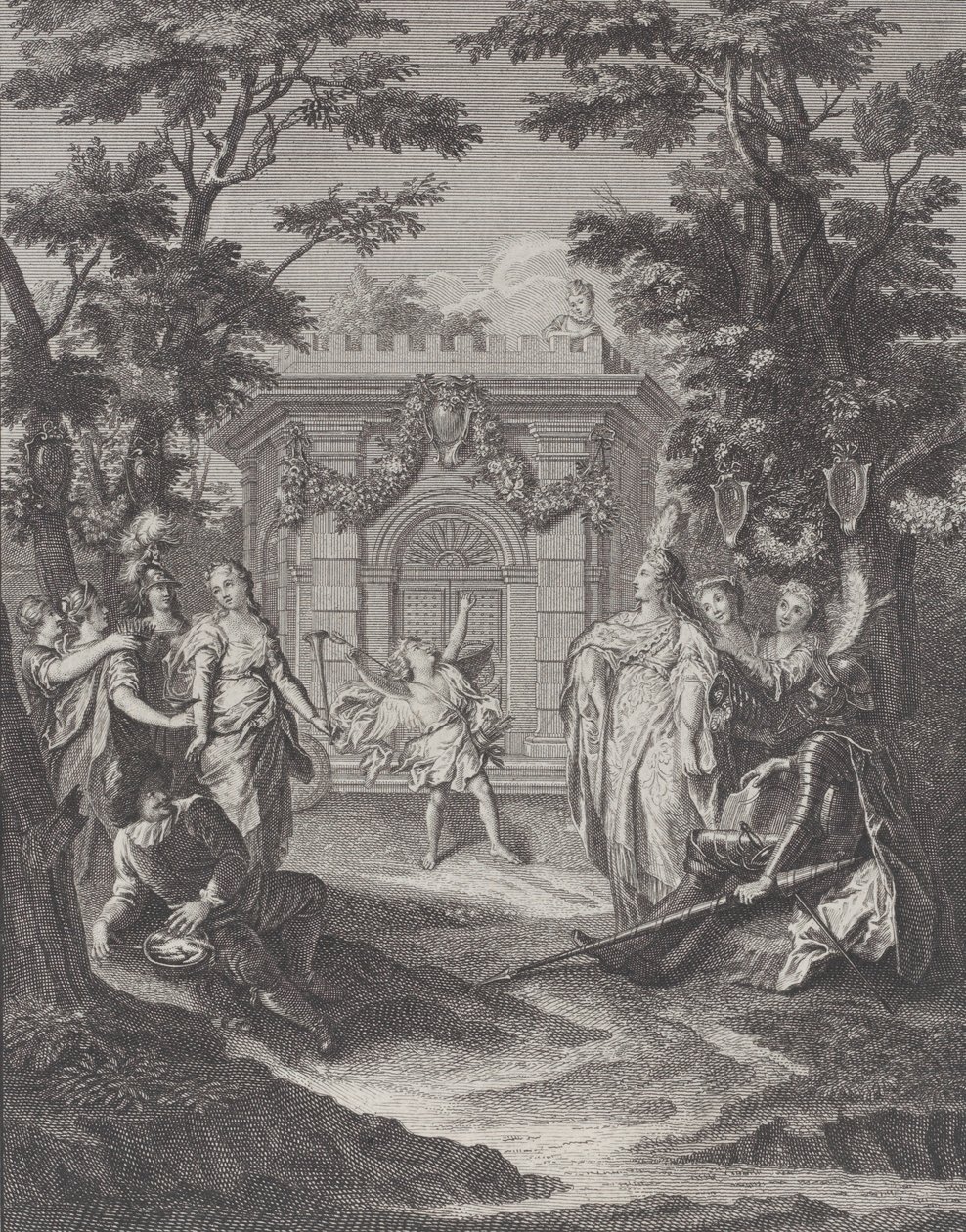 Plate 13: entree van Liefde en Rijkdom naar Gamache