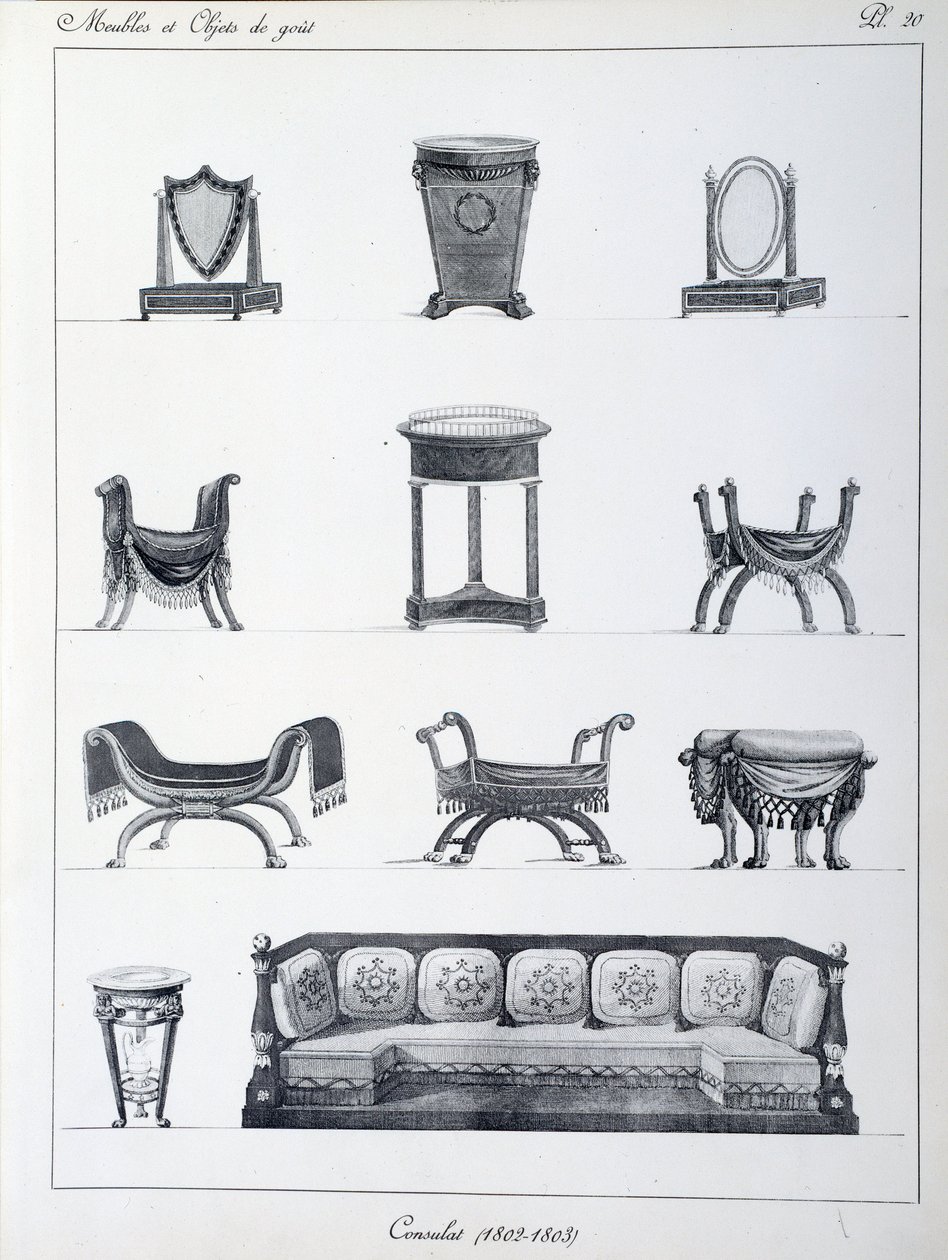 Meubilair uit de Consulaatsperiode (1802-1803). Plaat uit de collectie 
