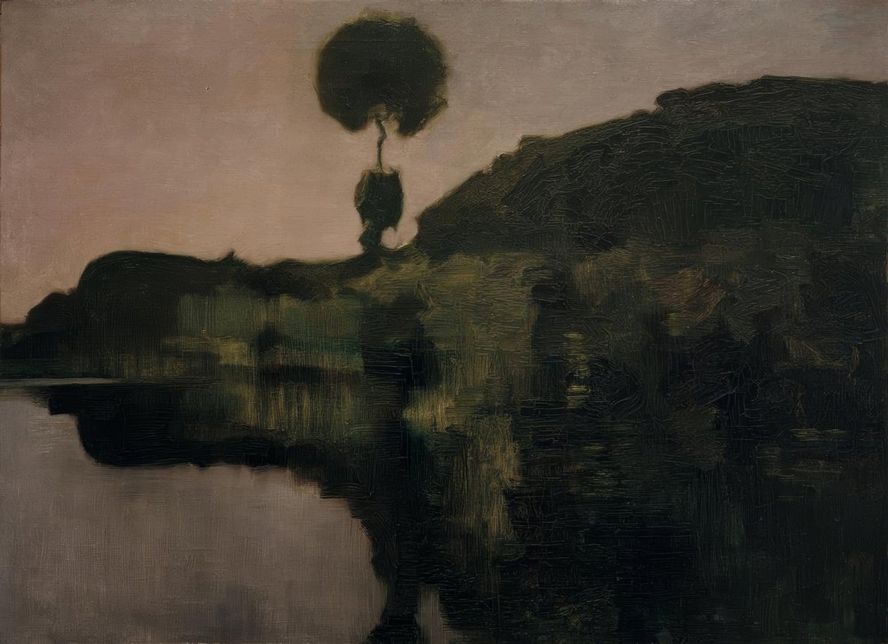 Avond aan de Gein met geïsoleerde boom door Piet Mondrian