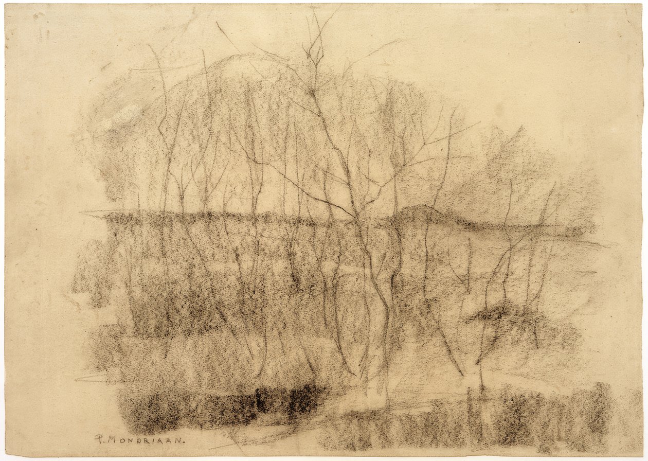 Landschap met bomen door Piet Mondrian