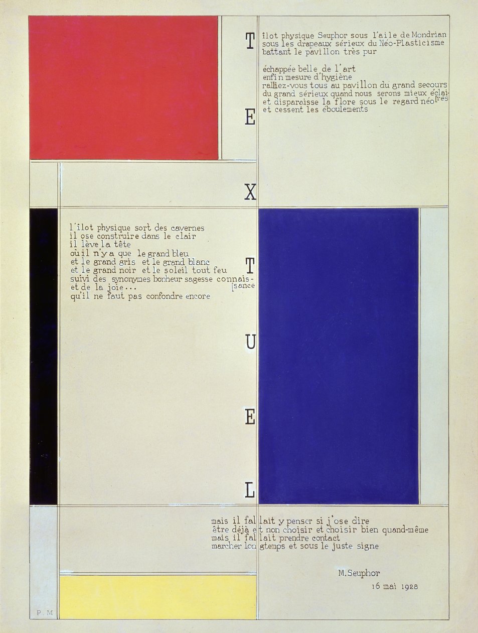 Tableau-Poeme, met tekst van Michel Seuphor door Piet Mondrian