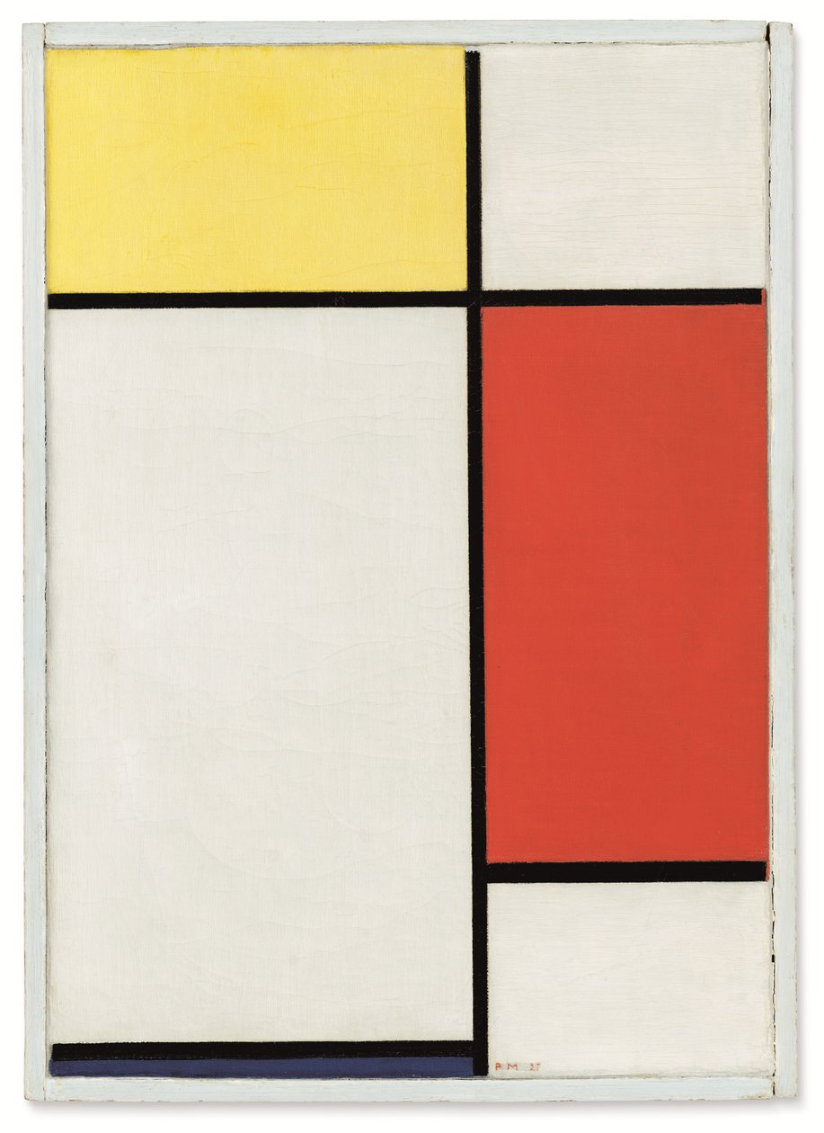 Samenstelling: Nr. II, met geel, rood en blauw door Piet Mondrian