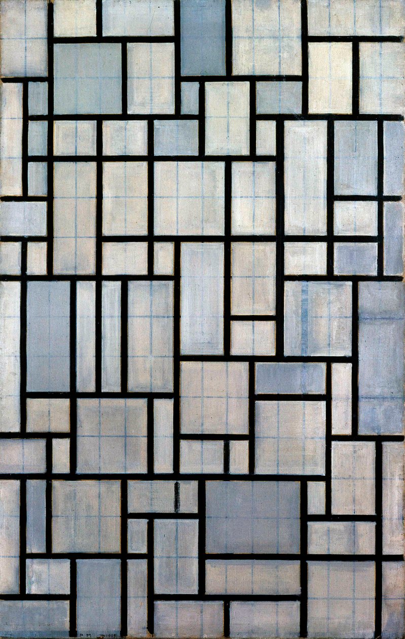 Compositie met Raster 2, 1915 door Piet Mondrian