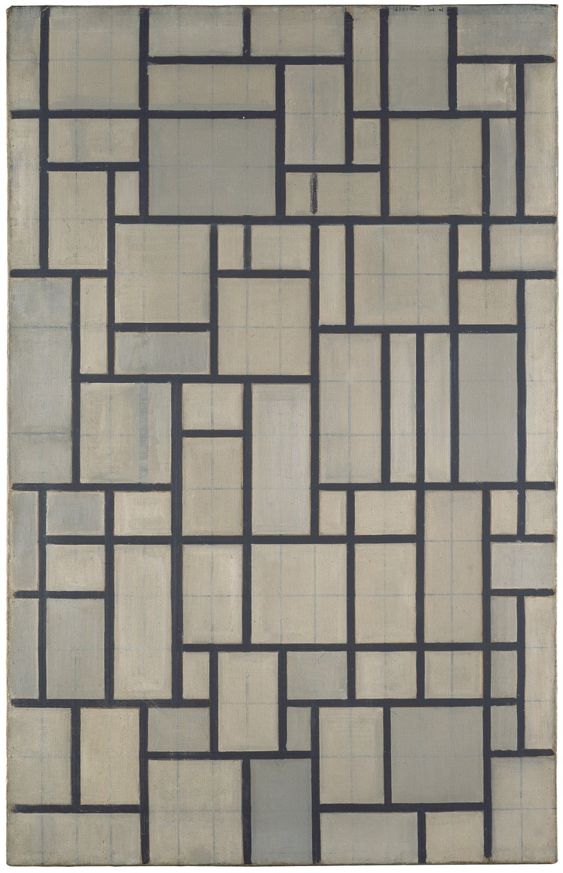 Compositie met raster 2 door Piet Mondrian