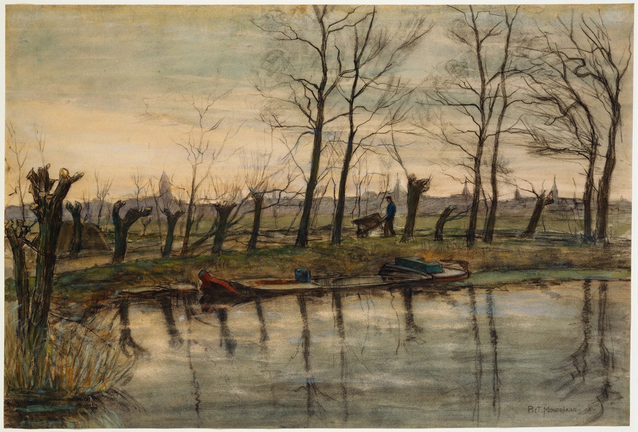 Boer keert terug naar de velden, ca. 1900 door Piet Mondrian