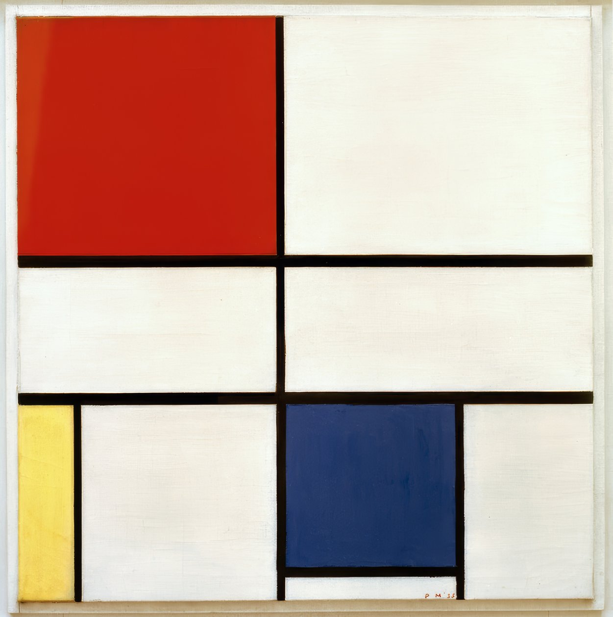 Compositie C; Compositie nr. III; Compositie met rood, geel door Piet Mondrian