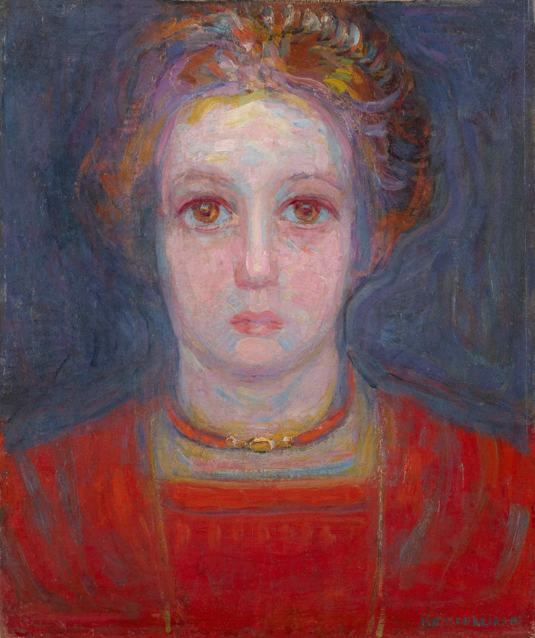 Portret van een meisje in rood, 1908 door Piet Mondrian