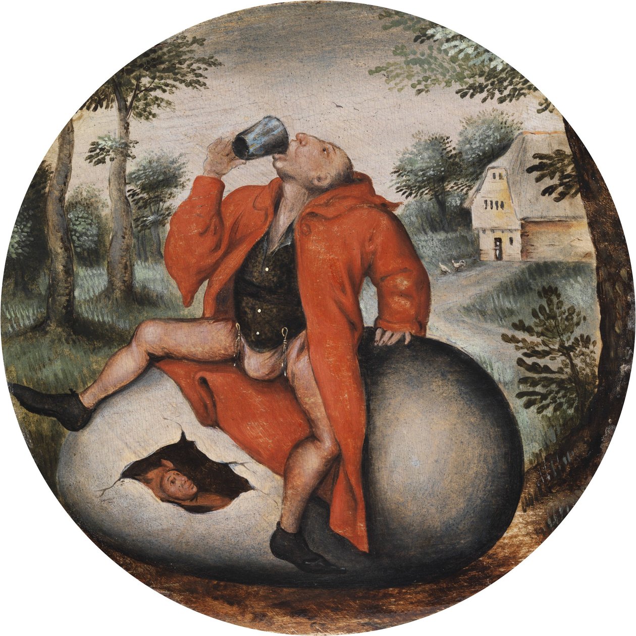 Dronkaard op een Ei door Pieter Brueghel the Younger