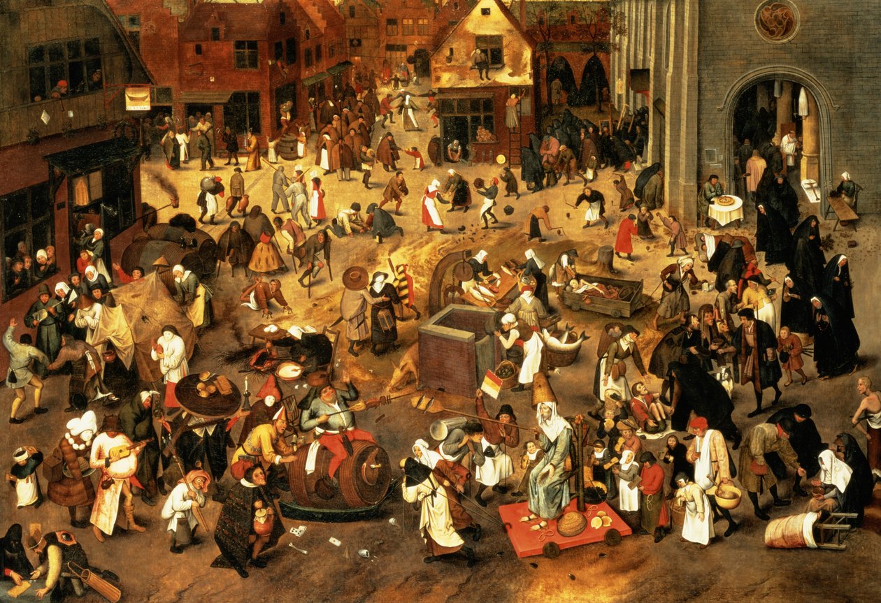 De strijd tussen Carnaval en Vasten door Pieter Brueghel the Younger