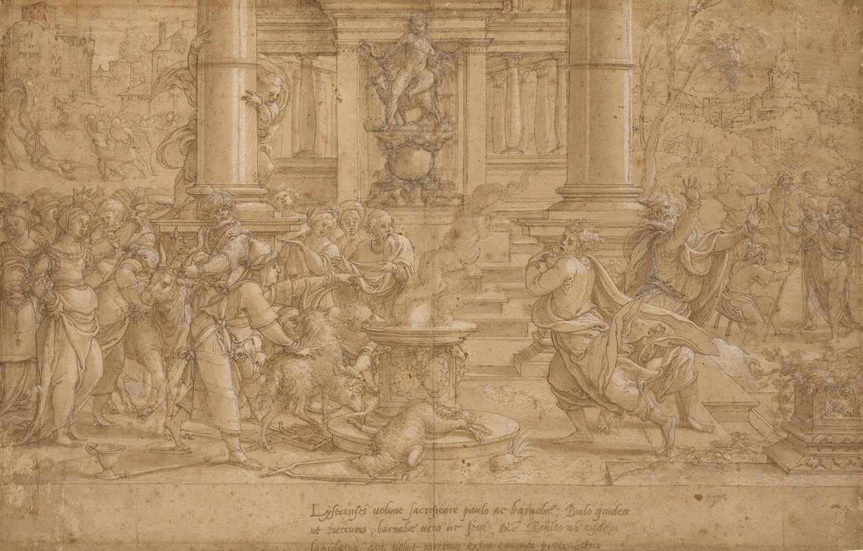 Het offer in Lystra door Pieter Coecke van Aelst