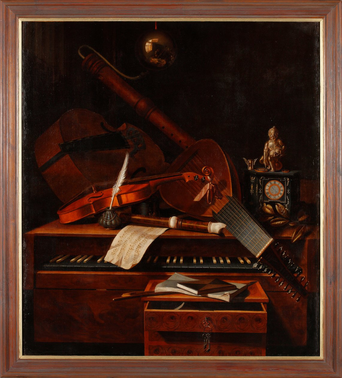 Stilleven met muziekinstrumenten door Pieter Gerritsz. van Roestraten