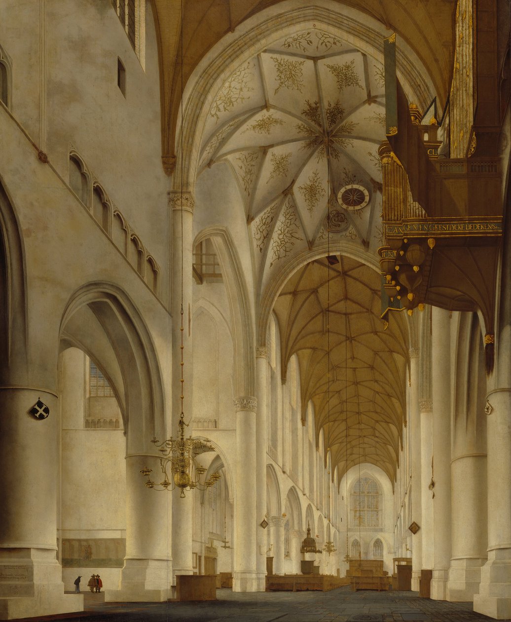 Het interieur van de Sint-Bavokerk, Haarlem (de Grote Kerk) door Pieter Janszoon Saenredam