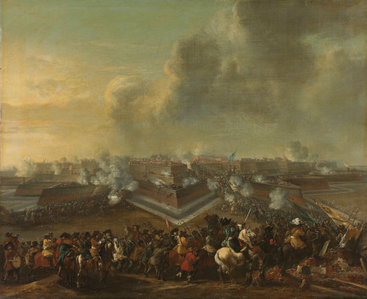 Aanval op de stad Coevorden op 30 december 1672 door Pieter Wouwermans or Wouwerman