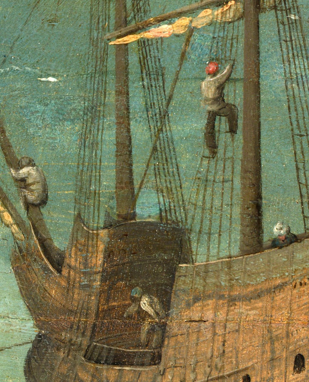 Scheepsuitrusting detail (Toren van Babel, 1563) door Pieter Bruegel the Elder