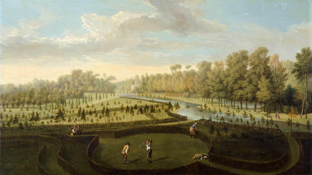 De tuinen van Chiswick House vanuit het westen door Pieter Andreas Rysbrack