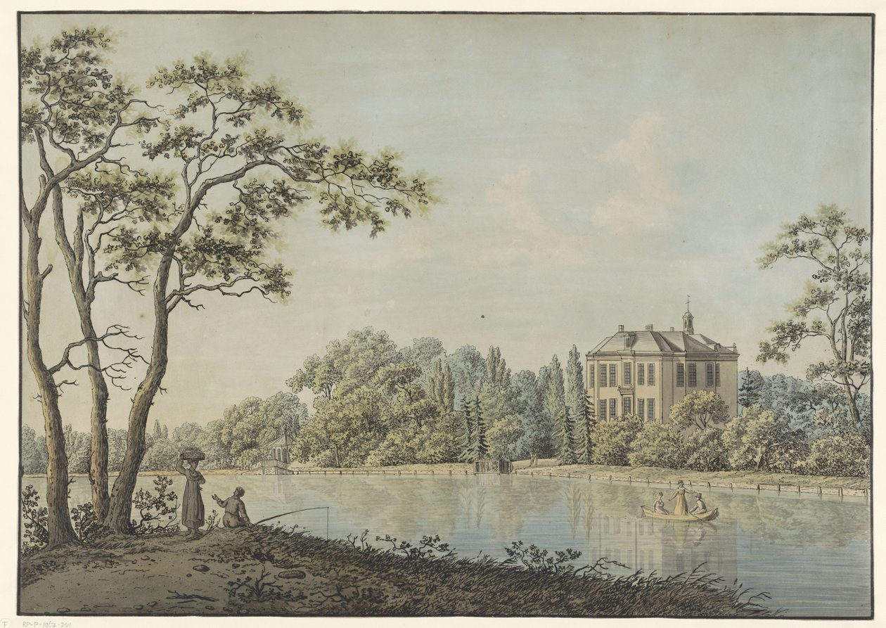 Gezicht op huis Over Holland met theekoepel aan de Vecht te Nieuwersluis door Pieter Bartholomeusz. Barbiers
