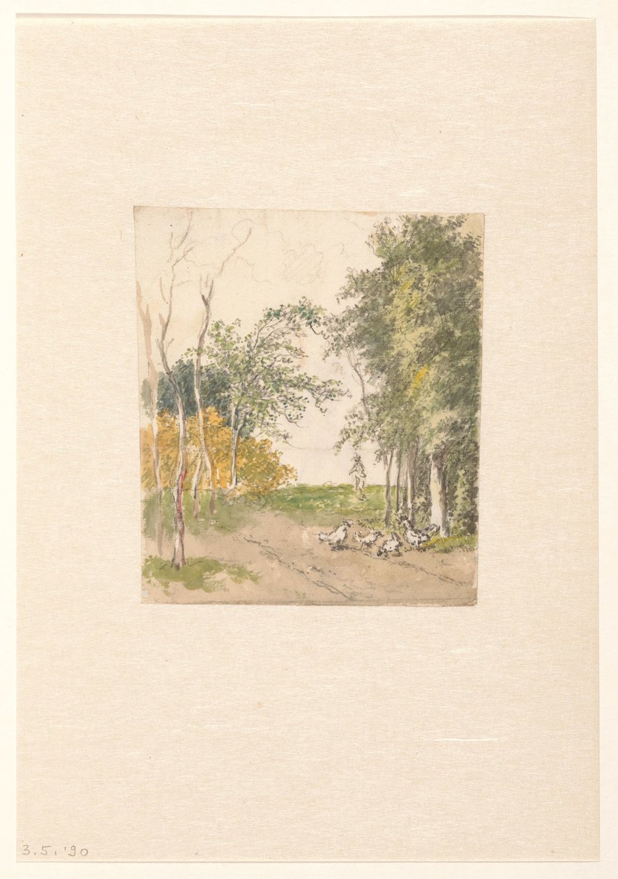 Landschap met kippen langs de weg door Pieter Bartholomeusz. Barbiers