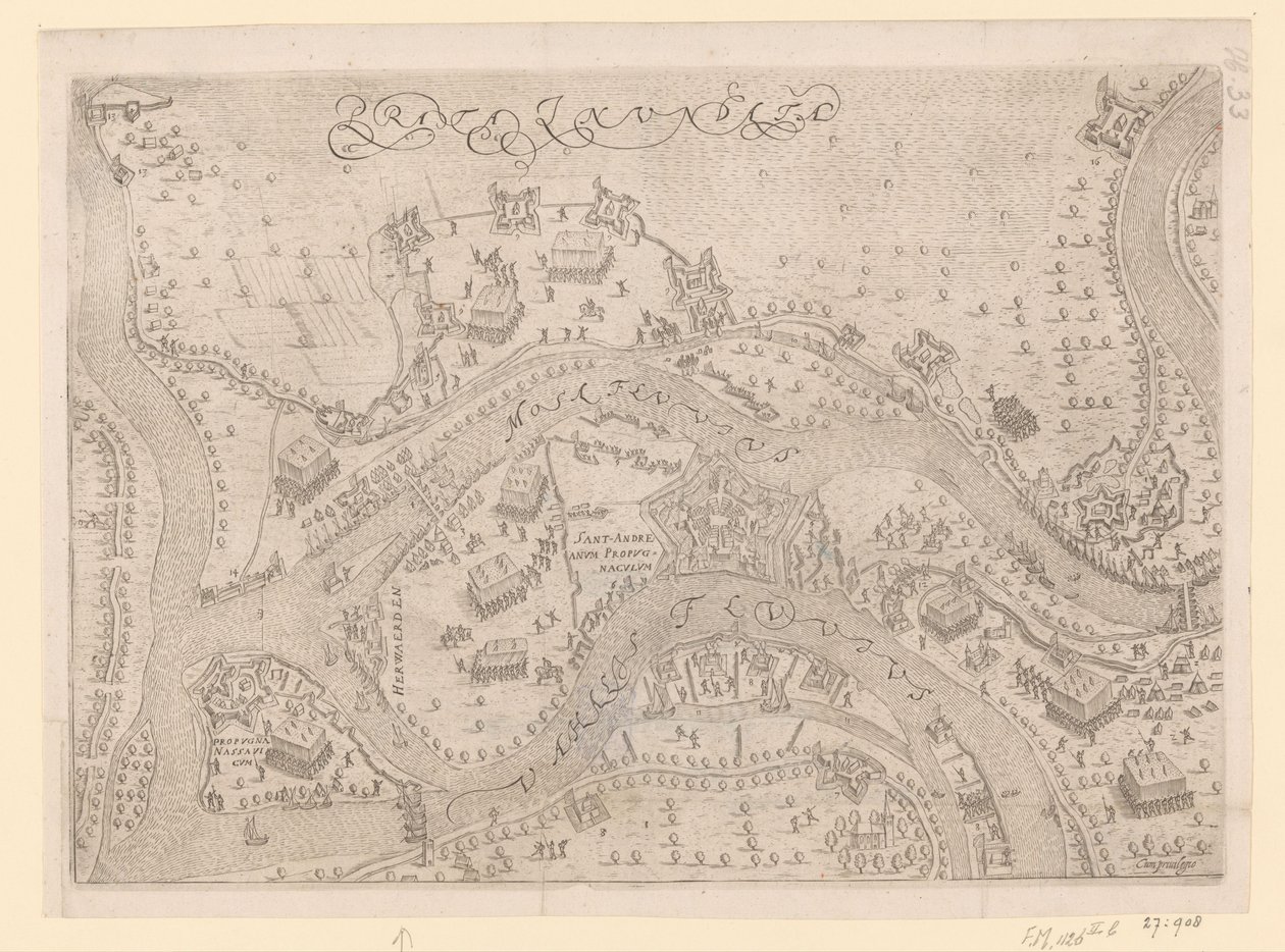 Beleg en inname van Sint-Andries door Maurits, 1600 door Pieter Bast