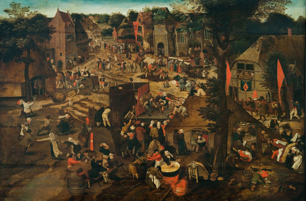 Een dorpsfeest (Dorpsfestival ter ere van Sint Hubertus en Sint Antonius) door Pieter Breughel the Younger