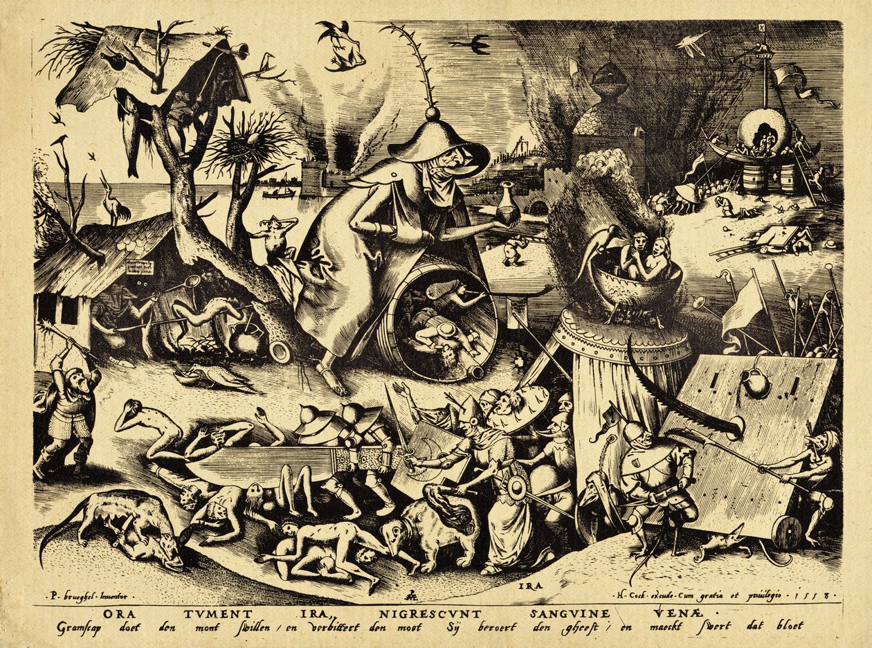 Ira, gegraveerd door H. Cock, 1558 door Pieter Bruegel the Elder