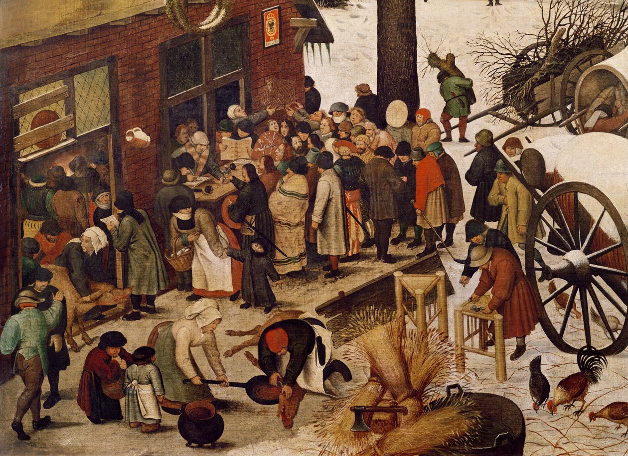 De volkstelling in Bethlehem (detail) door Pieter Bruegel the Elder