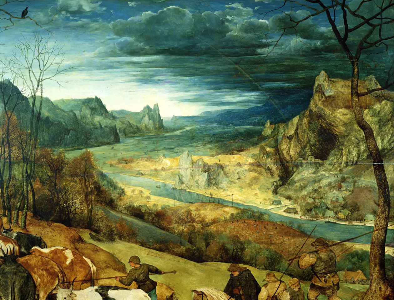 De terugkeer van de kudde, herfst, detail door Pieter Bruegel the Elder