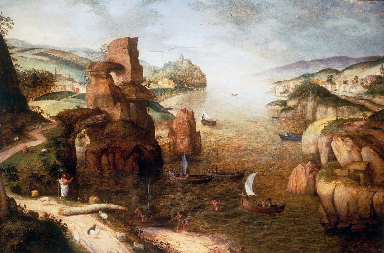 Christus en apostelen bij het Meer van Galilea door Pieter Brueghel the Elder