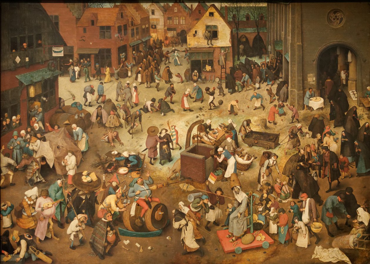 Duits: Kampf zwischen Fasching und Fasten De strijd tussen carnaval en vasten door Pieter Brueghel the Elder
