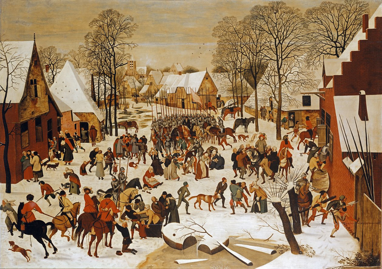 Een winters tafereel met de kindermoord door Pieter Brueghel the Younger