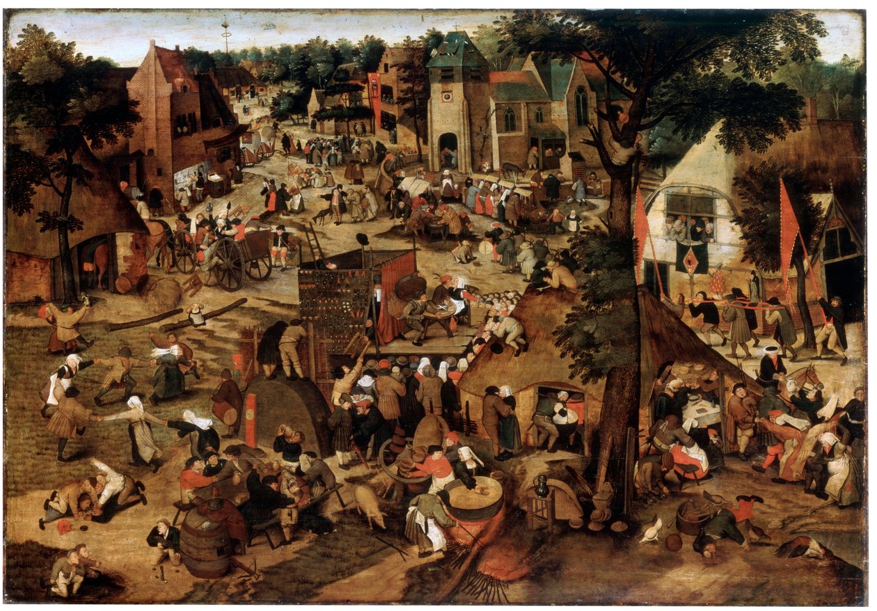 Kermis met een Theatervoorstelling, ca. 1580-1630 door Pieter Brueghel the Younger