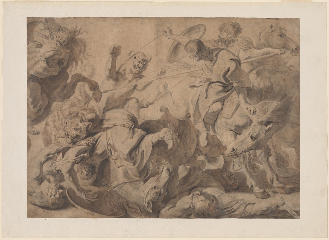 Leeuwenjacht door Pieter Claesz Soutman and Sir Peter Paul Rubens