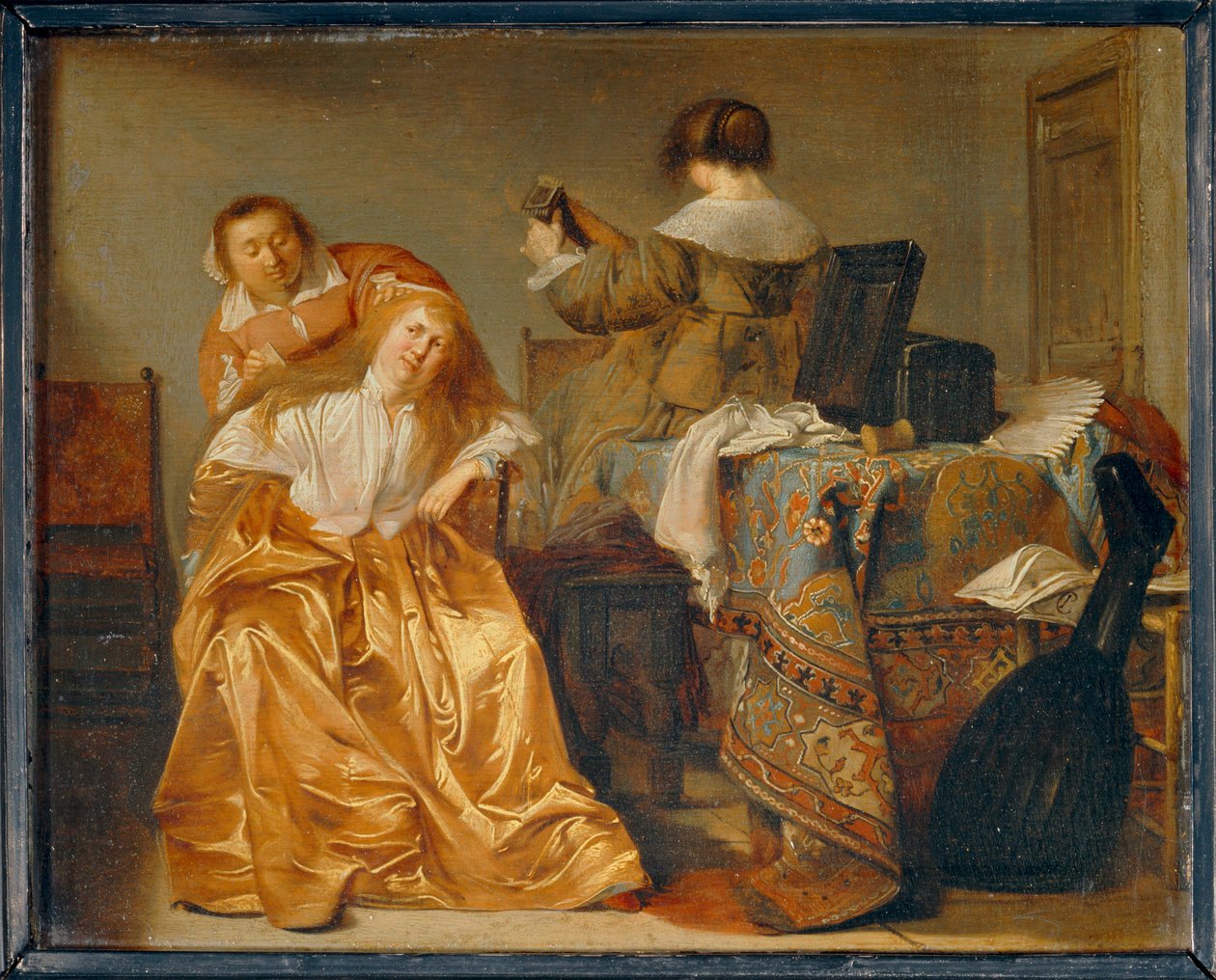 Dame à sa toilette - Een dame op haar toilet ... door Pieter Codde